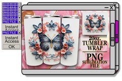 Spring Blossoms Butterfly Tumbler Wrap - 20oz 3D Product Image 1