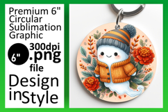 Artistic Keychain Round Design PNG , Cute Ghost Product Image 1