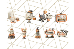 Retro Halloween Clipart Vintage PNG Graphics, 50s Holiday Product Image 8