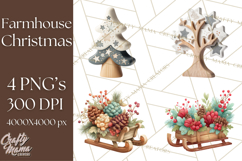 Cozy Farmhouse Christmas Clipart PNG, Wreaths & Candles Product Image 1
