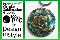 Glitter Floral Round Design Art Keychain Product Image 1