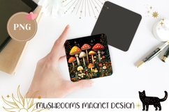 Cartoon Mushrooms Magnet, Floral Magnet PNG, Mushrooms PNG Product Image 1