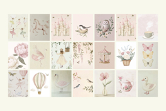 Vintage Pink Prints Nursery Wall Art Cute Pastel Girl Room Product Image 2