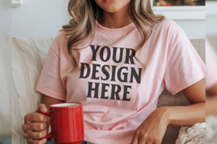 Christmas Bella Canvas 3001 Heather Peach and White Green Sh Product Image 1