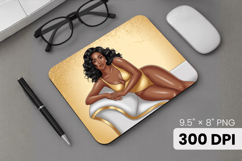 Afro Girl / Woman braided hair Mouse Pad, Black Queen PNG Product Image 1