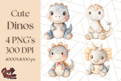Cute Pastel Dinosaur Clipart PNG for Nursery Art, Baby Decor Product Image 1