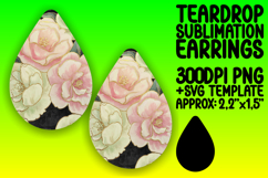 Vibrant Teardrop Earrings Template Art , Flower Pattern Product Image 1
