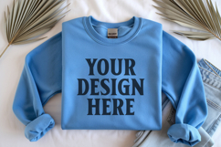 Carolina Blue Gildan 18000 Folded Flat Lay Mockups Product Image 1