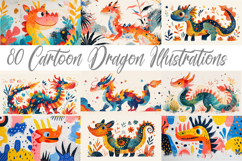 80 Cartoon Dragon Illustrations for Children JPG Product Image 1
