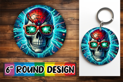 Playful Circle Car Coaster Design, Skull Product Image 1