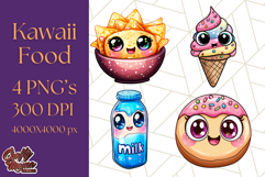 Kawaii Food Clipart Png, Cute Illustrations for Crafts Product Image 1