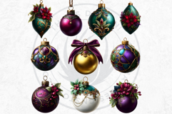 Christmas Jewel Baubles Clipart | Elegant Holiday Ornaments Product Image 12