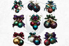 Christmas Jewel Baubles Clipart | Elegant Holiday Ornaments Product Image 13