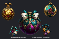 Christmas Jewel Baubles Clipart | Elegant Holiday Ornaments Product Image 3