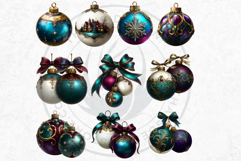 Christmas Jewel Baubles Clipart | Elegant Holiday Ornaments Product Image 4