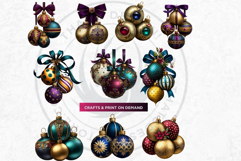 Christmas Jewel Baubles Clipart | Elegant Holiday Ornaments Product Image 5