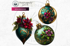 Christmas Jewel Baubles Clipart | Elegant Holiday Ornaments Product Image 6