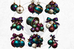 Christmas Jewel Baubles Clipart | Elegant Holiday Ornaments Product Image 7