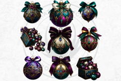 Christmas Jewel Baubles Clipart | Elegant Holiday Ornaments Product Image 8