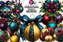 Christmas Jewel Baubles Clipart | Elegant Holiday Ornaments Product Image 1