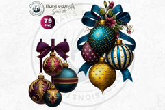 Christmas Jewel Baubles Clipart | Elegant Holiday Ornaments Product Image 9