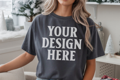 Christmas Comfort Colors 1717 Pepper T-Shirt Mockup Real Product Image 1