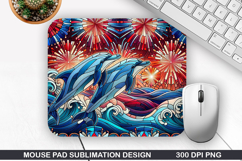 Dolphins Mouse Pad Sublimation, 4th Of July Mouse Pad PNG Product Image 1
