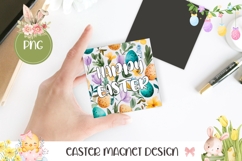 Happy Easter Magnet, Flowers Square Coaster Template Product Image 1