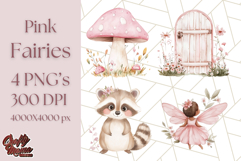 Pastel Pink Fairy Garden Clipart, Enchanted Cottagecore Png Product Image 1