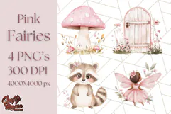 Pastel Pink Fairy Garden Clipart, Enchanted Cottagecore Png Product Image 1