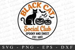 4 Halloween Black Cat Social Club PNG | Spooky Season Png Product Image 1