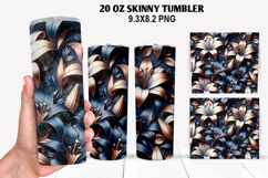 3D Flower Skinny Tumbler 20oz Wrap Design,Flowers Tumble PNG Product Image 1