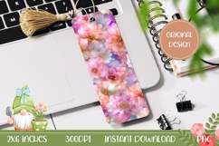 Pink Glitter Bookmark Print, Glitter Flowers Bookmark Design Product Image 1