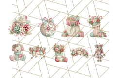 Pastel Christmas Clipart, Mint and Blush Holiday PNG Product Image 8