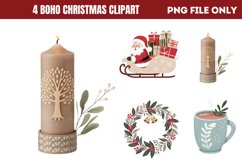 Cute Boho Christmas Watercolor Clipart PNG Product Image 1