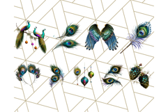 Peacock Christmas Clipart in Jewel Tones, Christmas Png Product Image 8