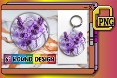 Lily Cascade: Round Floral Water Design Keychain PNG Product Image 1