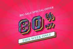 80 percent off big sale banner template 3d text effect, Product Image 1