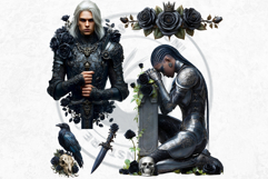 Gothic Roseguard Order Dark Fantasy Knight Floral Graphics Product Image 8