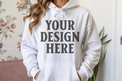 Sand Gildan 18500 Hoodie Sweatshirt Mockup, Unisex Hoodie Product Image 1