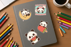 Happy Kawaii Panda Bear Sticker Pack Product Image 2