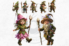 Spring Blossom Gnomes Cliparts and Backgrounds for DIY Product Image 9