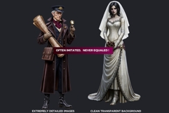 Midnight Rail Society Dark Steampunk Clipart Gothic RPG Product Image 3