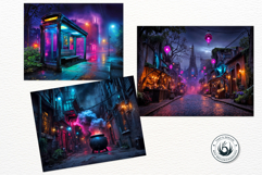 Urban Neon Witch Digital Papers Cyberpunk City Backgrounds Product Image 11