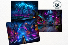 Urban Neon Witch Digital Papers Cyberpunk City Backgrounds Product Image 12