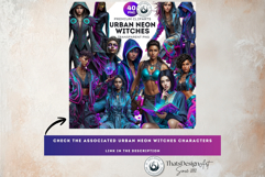 Urban Neon Witch Digital Papers Cyberpunk City Backgrounds Product Image 14