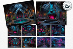 Urban Neon Witch Digital Papers Cyberpunk City Backgrounds Product Image 3