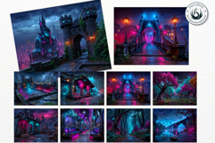 Urban Neon Witch Digital Papers Cyberpunk City Backgrounds Product Image 4