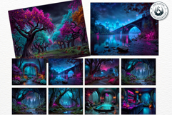 Urban Neon Witch Digital Papers Cyberpunk City Backgrounds Product Image 6