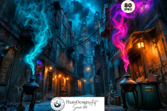 Urban Neon Witch Digital Papers Cyberpunk City Backgrounds Product Image 7